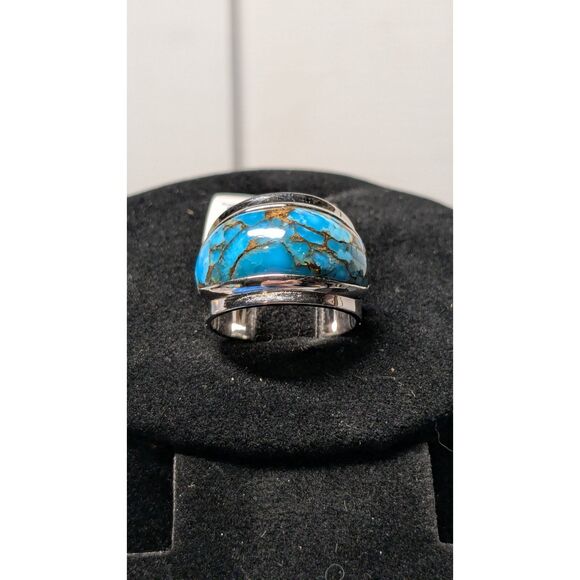Source Unknown Jewelry - Turquoise Kingman Sterling Silver Ring Size 7